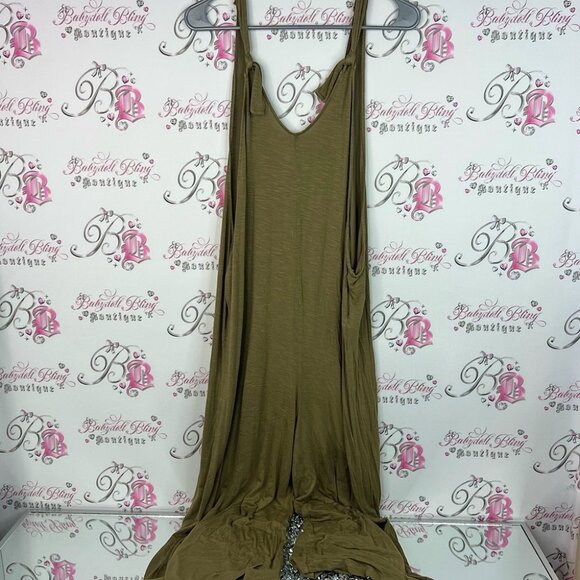Joe Fresh one piece jumpsuit pants brown stretchy Khaki Sleeveless Dress - Picture 1 of 7